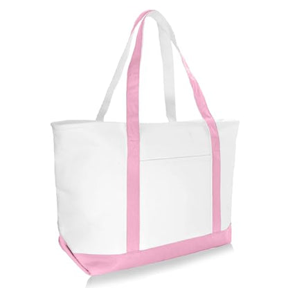 DALIX Daily Shoulder Tote Bag Premium Cotton in Pink - color: Pink