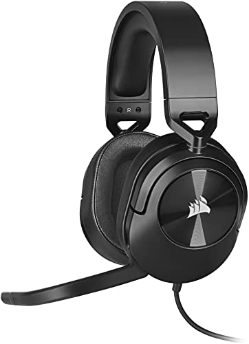 Corsair HS55 Surround Gaming Headset (Leatherette Memory Foam Ear Pads, Dolby Audio 7.1 Surround Sound on PC and Mac, Lightweight, Omni-Directional Microphone, Multi-Platform Compatibility) Carbon - color: Carbon, style: HS55 SURROUND
