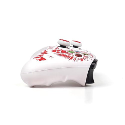 Lion Controller Skin Cover Compatible with Xbox one Controller, RALAN Protector Case, Customised Thumb Grips Caps - color: Lion White Red