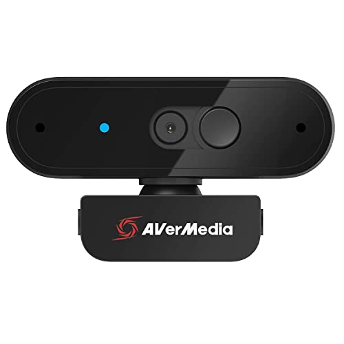 AVerMedia PW310P Webcam, Webcam Cover, 1080p/30fps Videochat and Recording, Plug and Play, Microphones, Stream, Autofocus, Works with Skype, Zoom, Team - Black - style: 1080p30fps auto focus