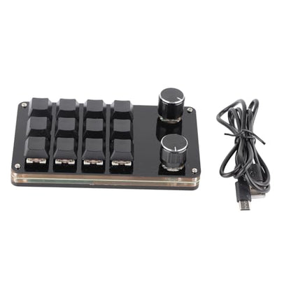 One Handed Programmable Mechanical Keyboard, USB Wired Plug and Play Customized Knobs for Desktop PC, Gaming Keypad for Win Vista Linux OS X (12 Keys with 2 Knobs) - size: 12 Keys with 2 Knobs, style: 12 Keys with 2 Knobs