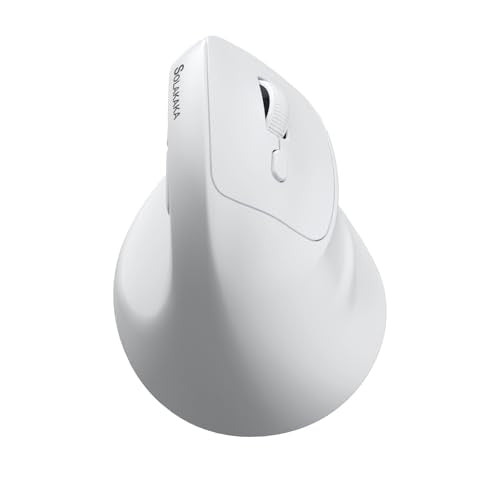 SOLAKAKA SM520 Ergonomic Wireless Mouse with 24,000 DPI, White | Stable Tri-Mode Connection, Comfortable Vertical Design, Rechargeable Battery, Programmable Side Button, for PC, Laptop - color: white