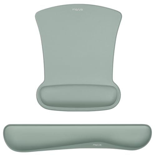MOSISO Wrist Rest Support for Mouse Pad & Keyboard Set, Ergonomic Mousepad Non-Slip Base Home/Office Pain Relief & Easy Typing Cushion with Neoprene Cloth & Raised Memory Foam, Antique Green - color: Antique Green