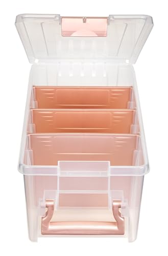 ArtBin Semi Satchel 휴대용 공예 정리함, 칸막이 3개 포함 - 미술 및 공예 용품을 위한 투명 플라스틱 보관 케이스 (4팩) - color: 로즈 골드., size: Pack of 4