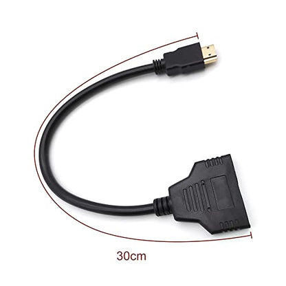 HDMI Splitter Cables Male 1080P to Dual Female 1 to 2 Way HDMI Splitter Adapter Cable for HDTV HD, LED, LCD, TV, Mirror Only Support Two The Same Size TVs at The Same Time 30cm