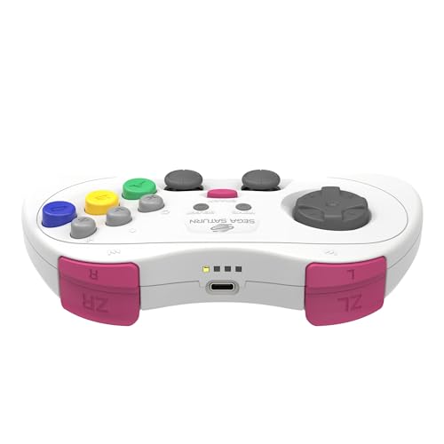 Retro-Bit SEGA Saturn® PRO - 2.4GHz Wireless Pro Controller for Sega Saturn, Sega Genesis Mini, Switch, PC, Mac - Includes 2 Receivers - White - color: White