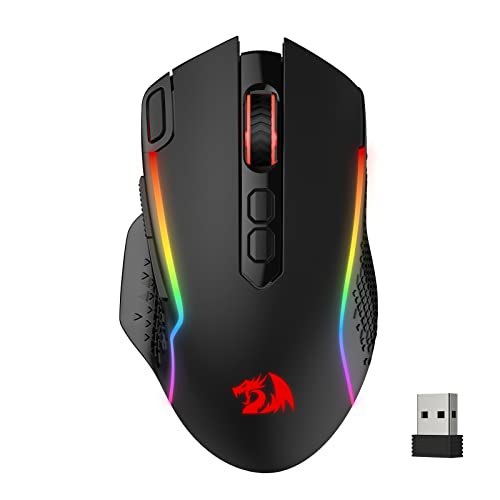 Redragon M810 PRO Wireless RGB Gaming Mouse 10000 DPI Remapping Keys | Cable-Free 0 Delay, Rapid-Fire Macro Keybinds, Vibing Backlight, Ergonomic Grip Body Comfort - color: Black, style: M810 PRO