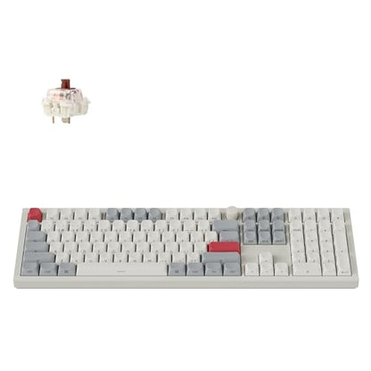 Keychron Q6 Max QMK/LAUNCHER Wireless Bluetooth/2.4 GHz/USB-C Wired Custom Mechanical Keyboard, Full Size Programmable Knob RGB Backlit Hot-Swappable Gateron Brown Switch for Mac Windows Linux - White - color: Hot-swap Brown Switch