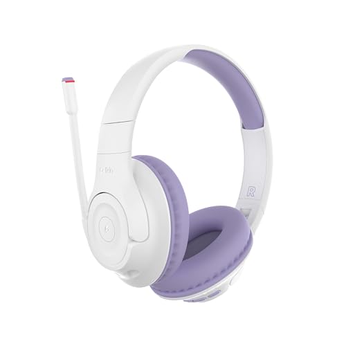 Belkin SoundForm Inspire Bluetooth Kids Headphones, 35H Battery Life | Over-ear wireless headset, built-in mic, 85dB safe volume limit, online learning, travel, iPad, iPhone, Galaxy - color: Lavender, style: Wireless
