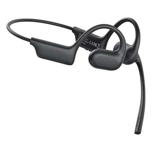 CXK Open Ear Headphones with Mic, Bluetooth 5.4 Dual Noise Canceling Mic for Clear Calls, 23g Lightweight Headset with Mute Button, 12H Playtime Air Conduction Headphones for Call, Meeting, Driving