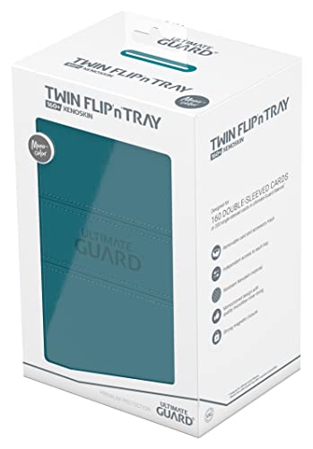 Ultimate Guard Twin Flip'n'Tray 160+, Deck Case for 160 Double-Sleeved TCG Cards + Dice Tray, Petrol, Independent Magnetic Closure & Microfiber Inner Lining - color: Petrol, size: 160+