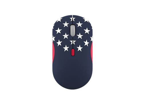 Lenovo 350 Bluetooth Silent Mouse (Fan Edition), Wireless Ergonomic Ambidextrous Design, Bluetooth 5.3, Adjustable DPI up to 2400, 36 Month Battery Life, Recycled Materials, USA Flag - color: USA Flag