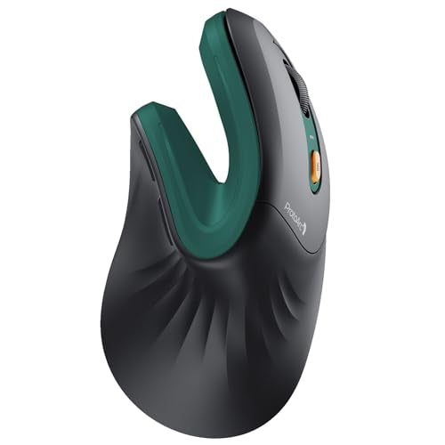 ProtoArc EM11 NL Wireless Ergonomic Mouse, Rechargeable Vertical Mice | 58° vertical design supports a natural wrist posture,connect 3 devices via Bluetooth/2.4G USB-A, 500mAh USB-C rechargeable. - color: Green