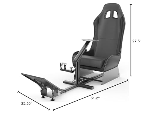 Sim Racing Cockpit with Seat | Compatible with G29 G920 G923 T248X T248 T300RS TX F458 T500RS| Easy to Install Racing Wheel Stand for PS5, Xbox, PC Gaming (Black/Grey) - color: Black/Grey