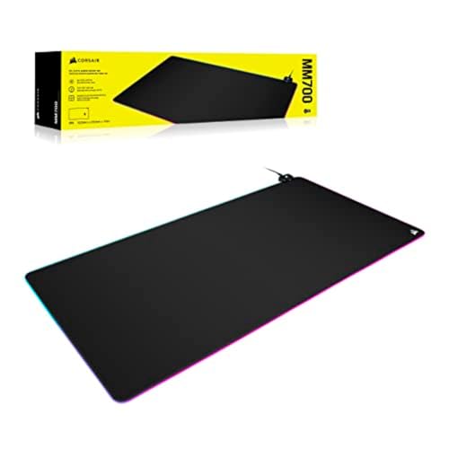 Corsair MM700 RGB Extended 3XL Cloth Gaming Mouse Pad/Desk Mat - Massive 1,220mm x 610mm (48” x 24”) Cloth Surface, 360° Three-Zone RGB Lighting, Two USB Ports - Black - size: 48"L x 24"W