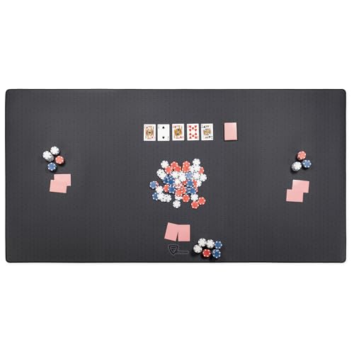 Board Game Mat 36 x 72, Table Cover for Mahjong, Poker, Playing Cards, Tile Games, Dominoes, and RPG - Neoprene Gaming Playmat - Black - color: Black, size: Rectangle 36 x 72 inches