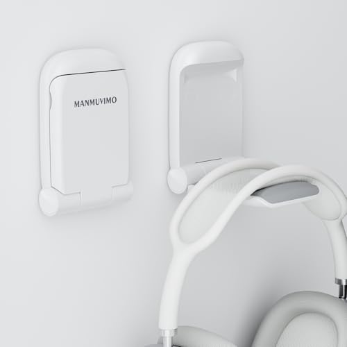 MAMUVIMO Headphone Stand, Headset Stand Foldable ＆ Sticky, Headphone Holder Hook Mount with Non-Slip Silicone, Adhesive Earphone Desk Hanger Clip Space-Saving for Airpods Max, All Earphones-White - color: White, size: 1 Pack