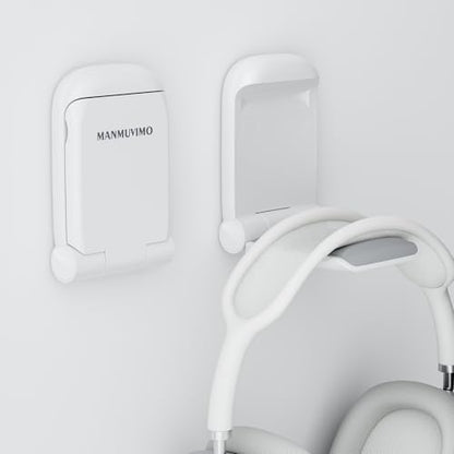 MAMUVIMO Headphone Stand, Headset Stand Foldable ＆ Sticky, Headphone Holder Hook Mount with Non-Slip Silicone, Adhesive Earphone Desk Hanger Clip Space-Saving for Airpods Max, All Earphones-White - color: White, size: 1 Pack