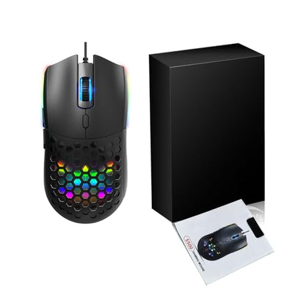 Zopsc Gaming Mouse Wired, RGB Backlit Ergonomic 6400DPI Optical, Lightweight Computer Gaming Mouse, Colorful LED Lighting for PC Laptop Work, Black - color: S500 Black