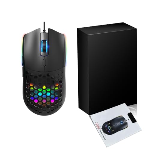 Cuifati Hollow Design RGB Backlit Wired Mouse, Ergonomic 6400DPI Optical Gaming Mouse 6 Buttons USB Plug Play, Lightweight 99g Computer for Gaming and Work, Premium ABS Durable (S500 White) - color: S500 White
