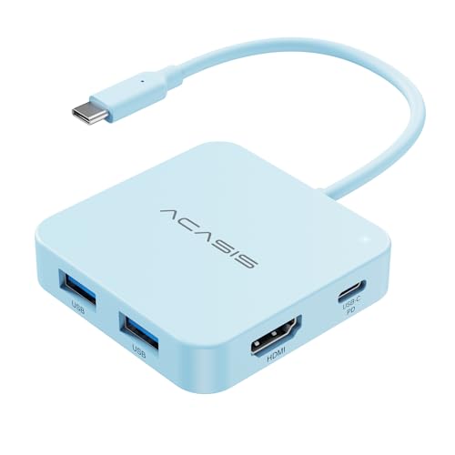 ACASIS USB C Hub 10Gbps, USB C to 4K 60Hz HDMI Adapter for Laptop/MacBook | 6-in-1 USBC Multiport Adapter with 100W Power Delivery, HDMI to USB C Adapter for Dell, Lenovo, Surface, iPad(Blue) - color: Blue