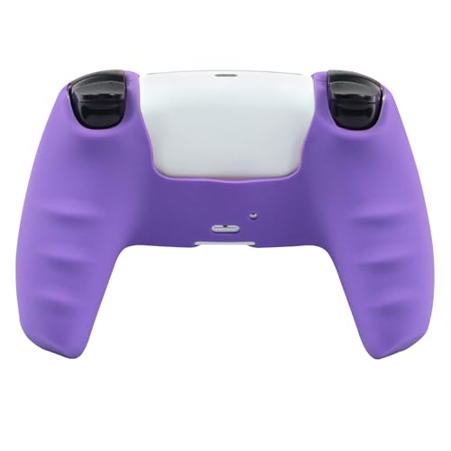 RALAN Purple Red Controller Skin Silicone for PS5, Non-Slip Grip Cover Protector Compatible with PlayStation 5 Controllers with 2 Thumb Grip Caps - color: Purple Red