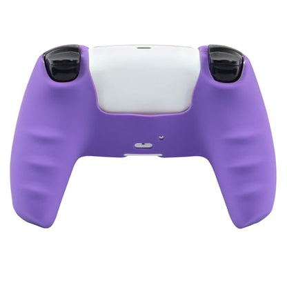 RALAN Purple Red Controller Skin Silicone for PS5, Non-Slip Grip Cover Protector Compatible with PlayStation 5 Controllers with 2 Thumb Grip Caps - color: Purple Red