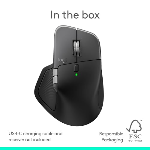 Logitech MX Master 4 for Mac, Ergonomic Bluetooth Mouse with Advanced Performance Haptic Feedback, Ultra-Fast Scrolling, USB-C Charging, MacOS, iPadOS, Windows - Space Black - color: Space Black