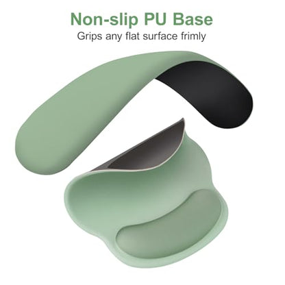 MOSISO Wrist Rest for Mouse Pad Set, Large Gaming Deskpad, Green | Circle Curved Mousepad&Keyboard Wrist Rest&Coaster, Ergonomic Non-Slip Mousepad&Easy Typing Pad with Silicone Lining - color: Green