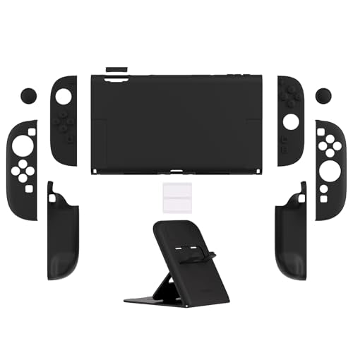 PlayVital Protective Case for Nintendo Switch 2 with Extra Stand & Thumb Grip Caps | Split Design, Dockable Hard Shell Cover for Nintendo Switch 2 | Solid Color Series, Black - color: Black