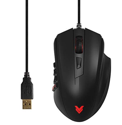 Amazon Basics Pro Gaming Mouse with 12,000 DPI Optical Sensor, 12 Programmable Buttons, Backlit RGB LED - Black