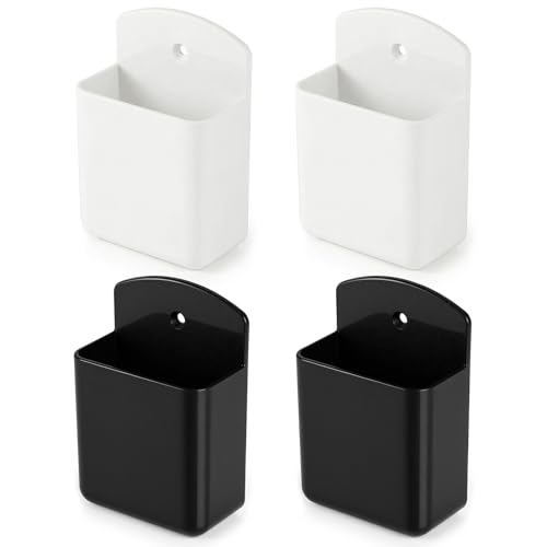 2 PCS Remote Control Holder Wall Mount, TV Remote Control Holder, Self Adhesive Pen Holder Organizers and Accessories for Home Office School (4, White 2Pcs+Black 2Pcs) - color: Set of 4-2 White+ 2 Black