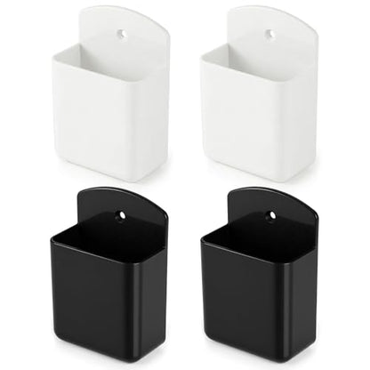 2 PCS Remote Control Holder Wall Mount, TV Remote Control Holder, Self Adhesive Pen Holder Organizers and Accessories for Home Office School (4, White 2Pcs+Black 2Pcs) - color: Set of 4-2 White+ 2 Black
