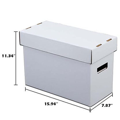 CROSSDESIGN Comic Book Storage Boxes 3 Pack, Corrugated Cardboard Moving Organizer with Handles & Collapsible Lids, Holds 150-175 Comics, 15.8" x 11.42" x 8" | Organizer with Handles & Collapsible Lids, Holds 150-175 Comics, 15.8" x 11.42" x 8" - size: 3