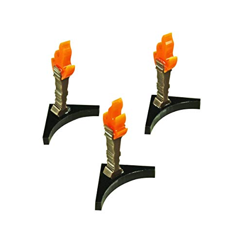 LITKO Light Bearer | 15mm Fantasy RPG Miniatures | Orange Torch | Set of 3 | Cradles the model's round base | Laser-cut acrylic flame | Dungeon & crypt marker | Glue assembly - style: Black Torch Bearer
