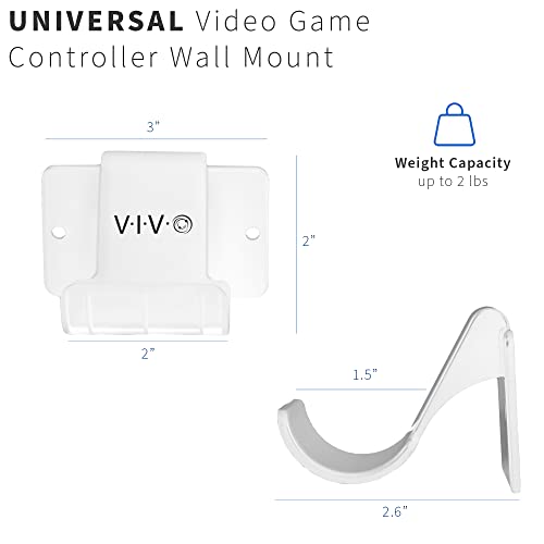 VIVO Universal Video Game Controller Wall Mount Holders, Compatible with PlayStation, Xbox, NVIDIA, Nintendo Switch Controllers, and More, 2-Pack, White, MOUNT-GM01CW - color: White