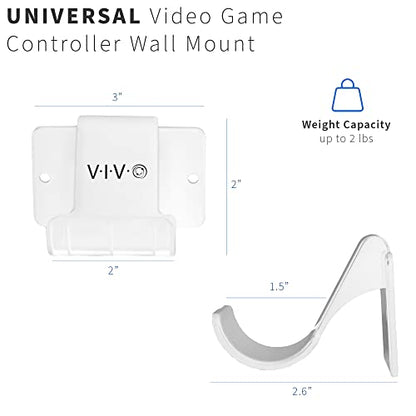 VIVO Universal Video Game Controller Wall Mount Holders, Compatible with PlayStation, Xbox, NVIDIA, Nintendo Switch Controllers, and More, 2-Pack, White, MOUNT-GM01CW - color: White