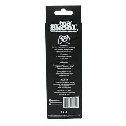 Old Skool Wireless Controller Charging Cable Compatible with Microsoft Xbox 360 White