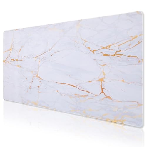 Big Mouse Pad Gaming, Stitch Mouse Pad, Pad for Keyboard and Mouse, Large Mouse Mat, Spill-Proof Surface and Anti-Skid Base, XXL 31.5” x 15.8” 80 x 40cm - color: Marble Beige1, size: 31.5L x 15.8W inches