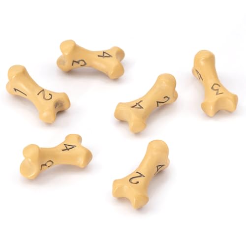 D4 Dice Set - Set of Six 4 Sided Dice - Skull & Bone Themed RPG Dice. Cool & Unique Gift and Compatible with Dungeons & Dragons (DND), D&D, Pathfinder, D and D. (Ancient Bone Yellow) - color: Ancient Bone Yellow, style: Six D4