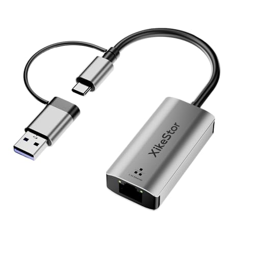 USB 3.0 to 2.5G Ethernet Adapter Multi-Gig Network Card | Realtek RTL8156B chip, aluminum portable LAN card, fits USB-A/USB-C, for MacBook, laptop, PC, Windows, macOS, Linux - color: USB 3.0 to 2.5Gb RJ45