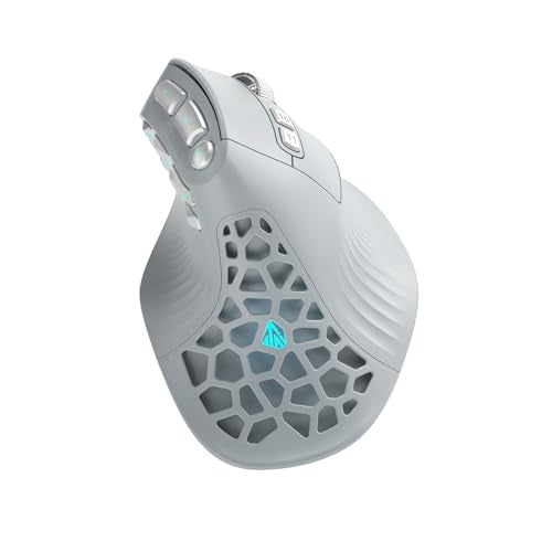 SOLAKAKA E9 PRO Ergonomic Vertical MMO Mouse with 8K Dongle, Gray-Silver | Ergonomic 45° Grip vertical,PAW3395 36000 DPI Sensor, Tri-Mode Wireless,10 Side Buttons,1000mAh Rechargeable,RGB - color: Gary