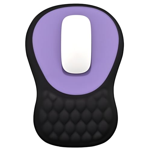 EooCoo Massage Ergonomic Mouse Pad with Dual-Slope Design Wrist Rest | Carpal Tunnel Relief, Memory Foam Wrist Rest, Non-Slip PU Base, Office Desk Accessories - color: Purple
