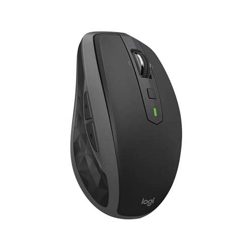 Logitech MX Anywhere 2S Bluetooth Edition Compact Wireless Mouse, No USB Receiver - Use On Any Surface, Hyper-Fast Scrolling, Rechargeable, Control Up to 3 Apple Mac and Windows Computers and Laptops - color: Graphite, style: Micro USB Charge