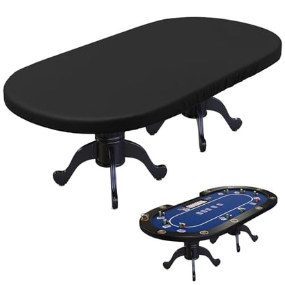 COSHNIBI Oval Poker Table Dust Cover ,420D Waterproof Game Table Cover with Drawstring,96" L x 44" W Black - size: Fits for 96 in 10 Player Poker Table