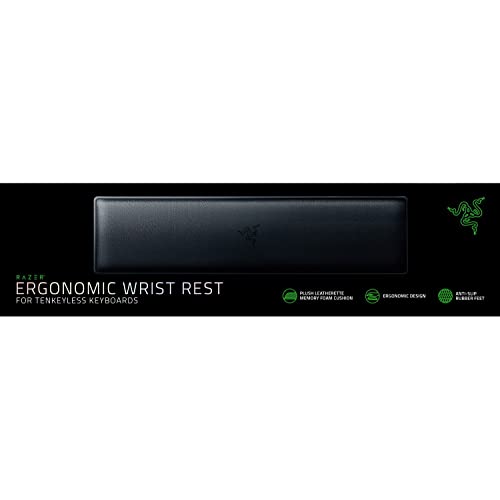 Razer Ergonomic Wrist Rest for Tenkeyless Keyboards: Plush Leatherette Memory Foam Cushion - Anti-Slip Rubber Feet - size: TKL- Tenkeyless, style: Memory Foam