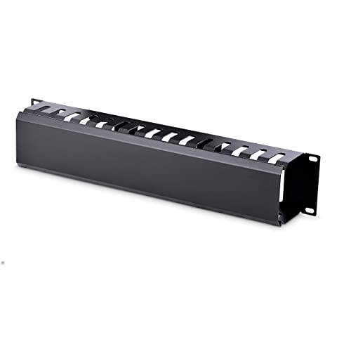 StarTech Horizontal 2U Rack Finger Duct with Cover, 19in Steel Wire Duct | Routes & bundles cables, Slotted raceway, Removable top cover, Pass-through holes, Server room, 2-year warranty - style: 2U | Horizontal