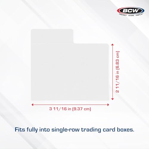BCW Horizontal Trading Card Dividers - 10 ct | Archival Quality, Write-On Index Tab, 3 11/16 X 2 11/16 Inches | Fits Single Row Card Boxes| Card Collection Organizer Dividers