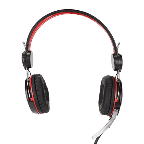 Noise Cancelling Gaming Headphones Clear Sound and Microphone for Computer Players (Red) - color: Red