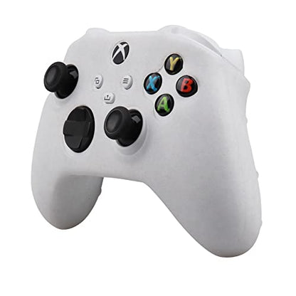 RALAN Glitter Controller Skin for Xbox Series, Anti-Slip Silicone Controller Cover Protector Case Compatible for Xbox Series Gamepad Joystick with 4 Cat Caps and Black Pro Thumb Grip x 8. - color: White